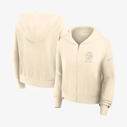 Nike Cream Pittsburgh Steelers Glory Cropped Full-Zip Hoodie