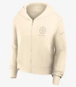 Nike Cream Pittsburgh Steelers Glory Cropped Full-Zip Hoodie For Unisex