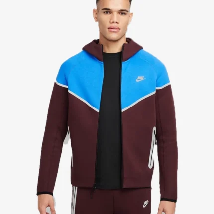 Unisex Nike Tech Windrunner Men’s Reflective Design Details Fleece Full-Zip Jacket Burgundy and Blue