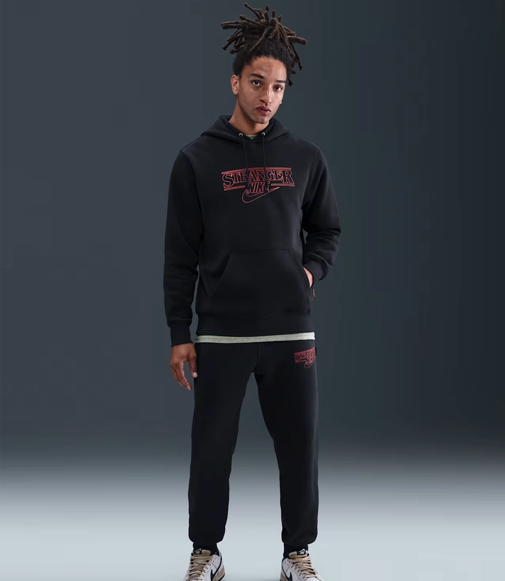 Nike x Stranger Things Black Fleece Hoodie Unisex Nike x Stranger Things Black Fleece Hoodie