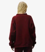 Parke Holiday Plaid Varsity Fleece Maroon Mockneck Sweatshirt