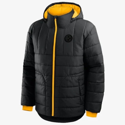 Unisex Pittsburgh Steelers Fanatics Black Full-Zip Hooded Puffer Jacket