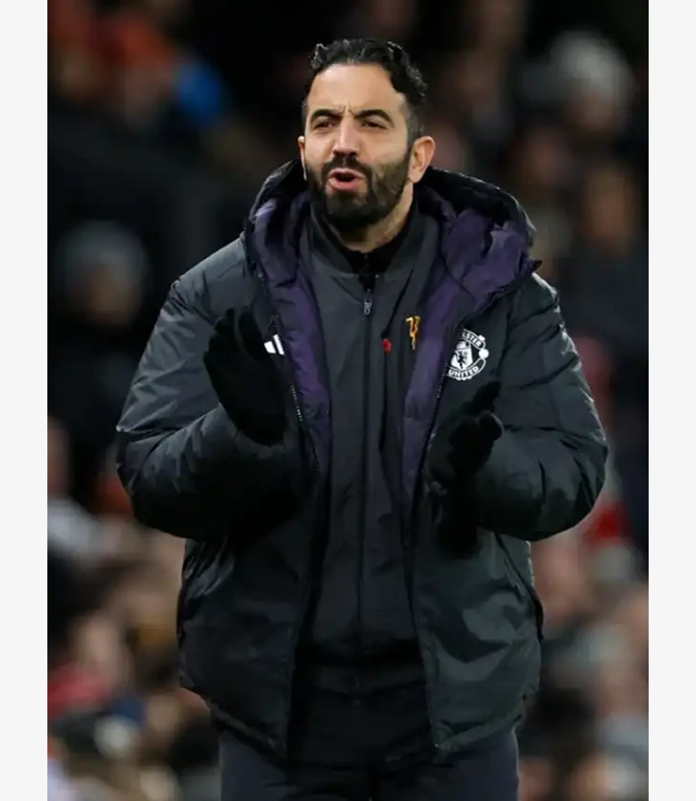 Ruben Amorim Premier League 2025 Manchester United Black Hooded Jacket Unisex Ruben Amorim Premier League 2025 Manchester United Black Hooded Jacket