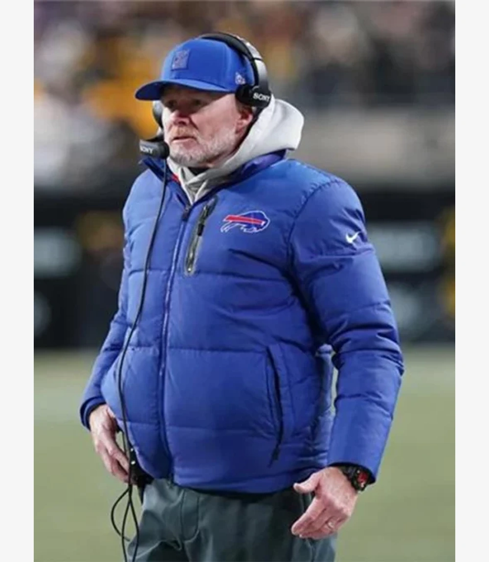 Sean McDermott Buffalo Bills Blue Puffer Jacket 2025 Sean McDermott Buffalo Bills Blue Puffer Jacket 2025 For Unisex