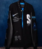 Unisex Seattle Seahawks 50th Season Top 50 Players Black Letterman Varsity Jacket