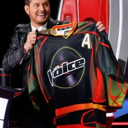 Unisex The Voice 2024 Team Bublé “26” Number, Vinyl Record Logo, and MB Script Black & Red Long-Sleeve Performance Jersey