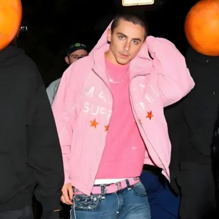 Timothée Chalamet Marty Supreme Pink Jacket Hoodie