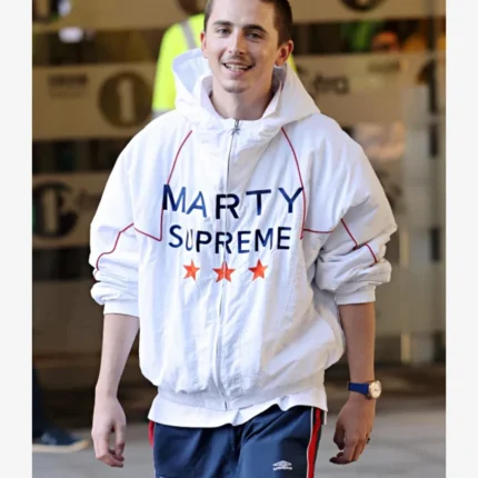 Unisex Timothée Chalamet Marty Supreme White Jacket