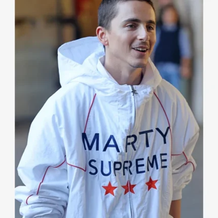 Timothée Chalamet Marty Supreme White Jacket