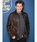 Unisex Tv Series The Tonight Show Starring Jimmy Fallon S13 Denis Leary Brown Leather Jacket