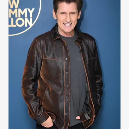 Unisex Tv Series The Tonight Show Starring Jimmy Fallon S13 Denis Leary Brown Leather Jacket