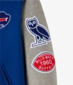 2025 Buffalo Bills OVO Wool Varsity Jacket in Blue & Grey For Unisex