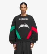 Adidas x Willy Chavarria 2025 Chicano Womens Oversized Crew-Neck Sweatshirt in Black For Unisex