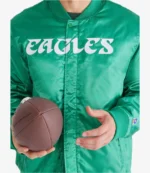 Aeropostale Philadelphia Eagles Green Satin Bomber Jacket For Unisex