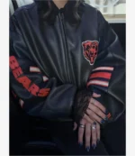 Alannah Davidson Chicago Bears Black Leather Jacket