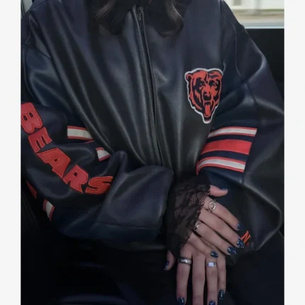 Alannah Davidson Chicago Bears Black Leather Jacket