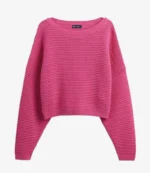 Baylen Out Loud S02 Baylen Dupree Pink Crochet Crop Sweater For Women