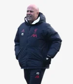 Dutch Football Manager Arne Slot UEFA Champions League 2025 LFC Black Puffer Hooded Jacket For Unisex
