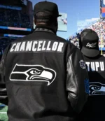 Seattle Seahawks 50th Season Top 50 Players Black Letterman Varsity Jacket For Unisex