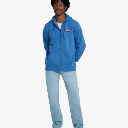 Wrangler x Stranger Things TV Series S05 Eleven Blue Zip Up Fleece Hoodie