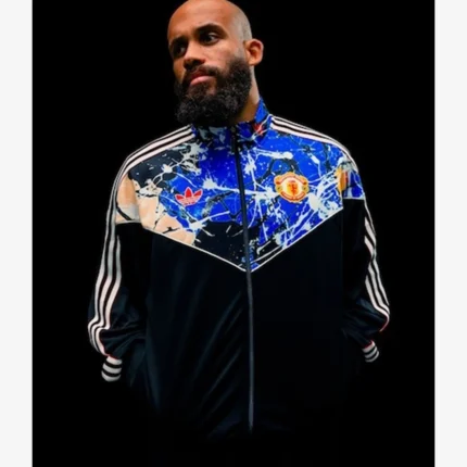 Unisex 2026 Manchester United x Adidas Stone Roses Black Track Jacket