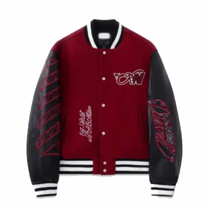 Unisex AC Milan x Off-White Ruben Loftus-Cheek Maroon Varsity Jacket