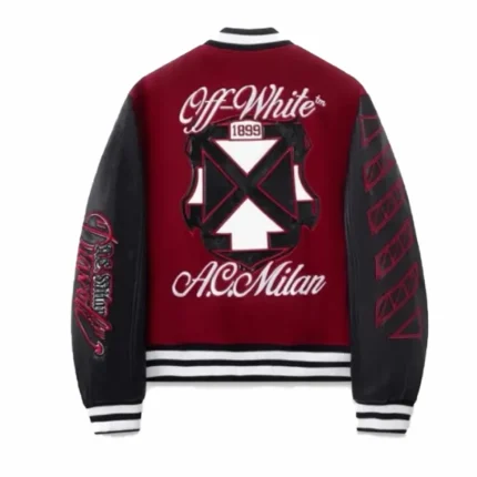 AC Milan x Off-White Ruben Loftus-Cheek Maroon Varsity Jacket