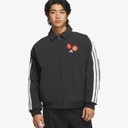 Adidas Chinese New Year 2026 3-Stripes Black Fleece Bomber Jacket