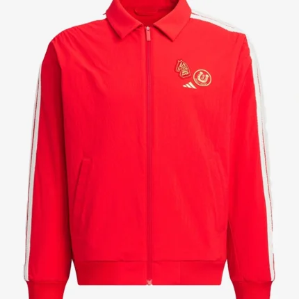 Adidas Chinese New Year 2026 3-Stripes Woven Fleece Red Bomber Jacket For Unisex