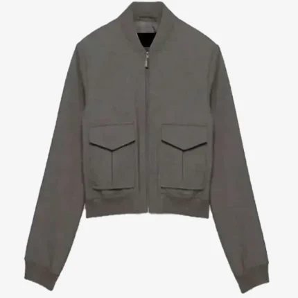 Alexandra Breckenridge My Secret Santa 2025 Taylor Jacobson Grey Wool Jacket