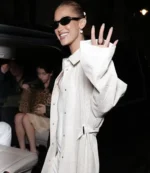 American Model Bella Hadid Art Club 2026 White Long Perforated Coat