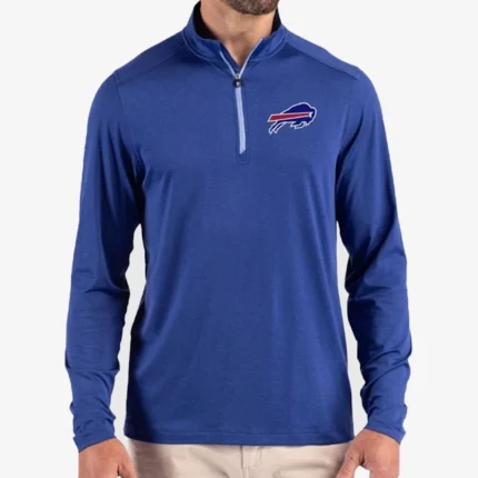 Buffalo Bills Cutter & Buck Coastline Epic Comfort Quarter-Zip Pullover Royal Blue T-Shirt For Unisex