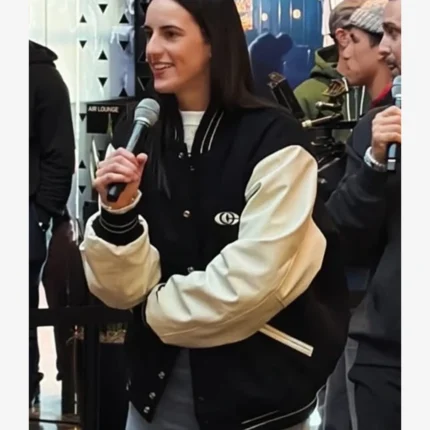 Unisex Caitlin Clark x Nike Logo Black & Cream Varsity Jacket