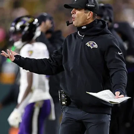 Unisex Coach John Harbaugh 2025 Baltimore Ravens Nike Sideline Bomber Jacket