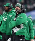 Coach Nick Sirianni Philadelphia Eagles 2025 Nike Kelly Green Sideline Bomber Jacket