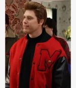 Unisex Colin Jost Saturday Night Live S51 Red and Black Letterman Jacket