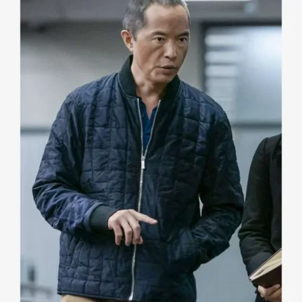 Eric Tao Industry Ken Leung Quilted Blue Bomber Jacket For Unisex