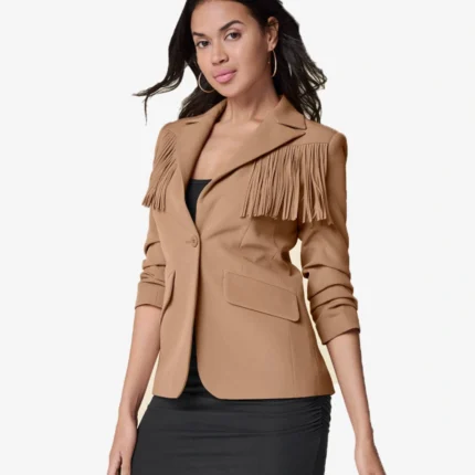 Women's Fringe Suiting Beige Blazer