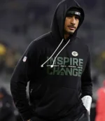 Jordan Love Green Bay Packers 2025 Inspire Change Opportunity Equity Freedom Justice Nike Sideline Pullover Black Hoodie For Unisex