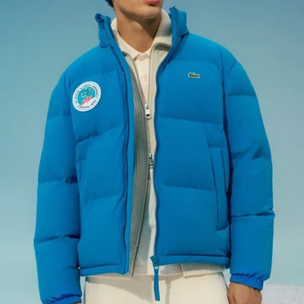 Unisex Lacoste x Olympic Heritage Cortina d’Ampezzo 1956 Collection Mens Blue Full Zip Puffer Jacket