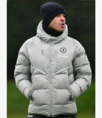 Unisex Liam Rosenior Chelsea Training Session Grey Puffer Jacket