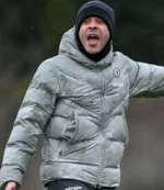 Liam Rosenior Chelsea Training Session Grey Puffer Jacket