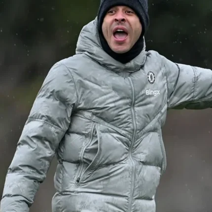 Liam Rosenior Chelsea Training Session Grey Puffer Jacket