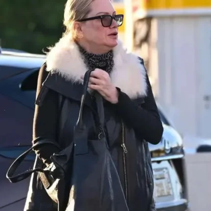 Los Angeles 2026 Alice Evans Black Shearling Leather Vest For Unisex