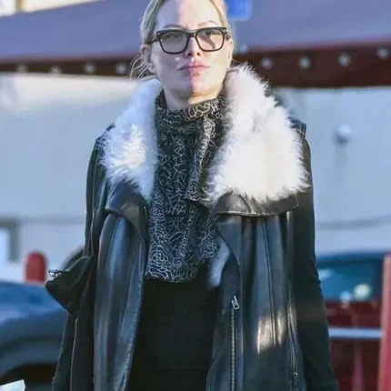 Los Angeles 2026 Alice Evans Black Shearling Leather Vest