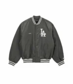 Los Angeles Dodgers New Era MLB Grey Stadium Varsity Jacket For Unisex