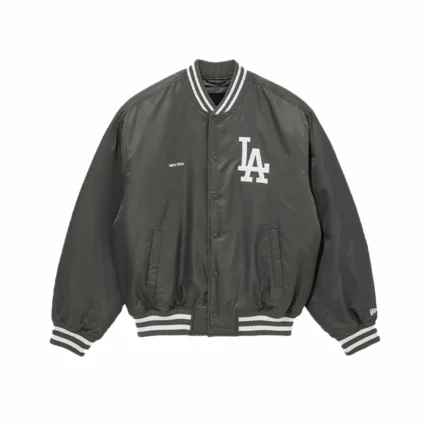 Los Angeles Dodgers New Era MLB Grey Stadium Varsity Jacket For Unisex