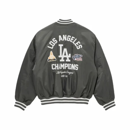 Los Angeles Dodgers New Era MLB Grey Stadium Varsity Jacket