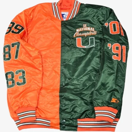 Miami Hurricanes Vintage Colorblock Starter Jacket For Unisex
