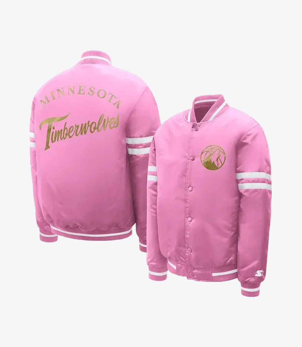 Minnesota Timberwolves Pink Full-Snap Varsity Jacket Unisex Minnesota Timberwolves Pink Full-Snap Varsity Jacket